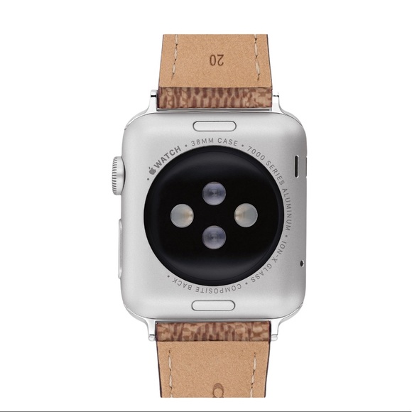 COACH Signature Tan Logo Red Heart Motif Leather 38 40 MM Apple Watch Band Strap - Picture 6 of 13